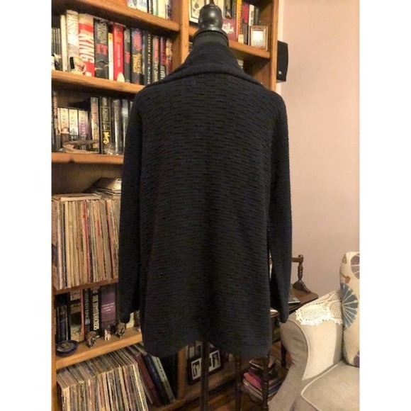 vintage '80s black open cardigan sweater, sz large - Picture 8 of 9
